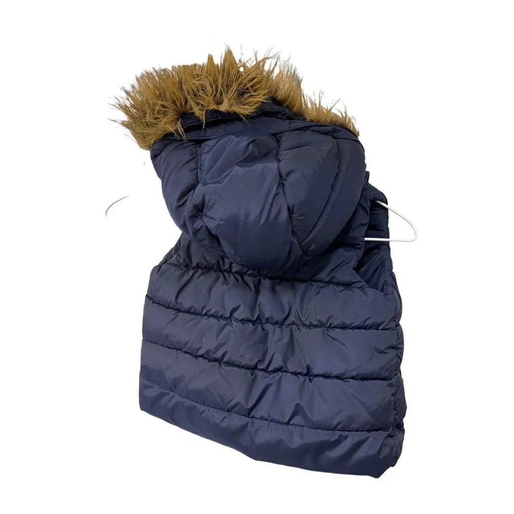 Baby Gap Puffer Vest Toddler Size 2 Faux Fur Hat